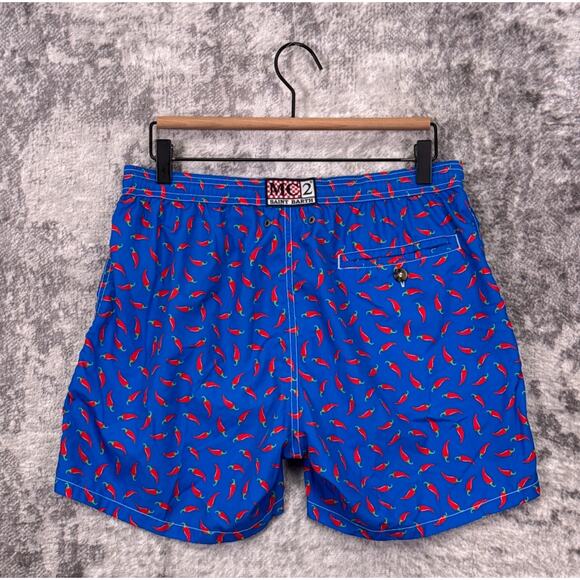 MC2 Saint Barth Swim Shorts Medium Mens Chili Print Drawstring Win Hort Liner - Picture 2 of 6